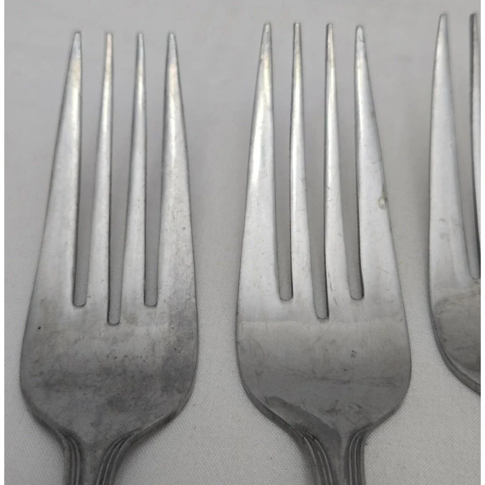 Corey Revere Silver Lot‎ - 1 Salad/3 Dinner Forks Stainless Angled Fan Tip Ridge